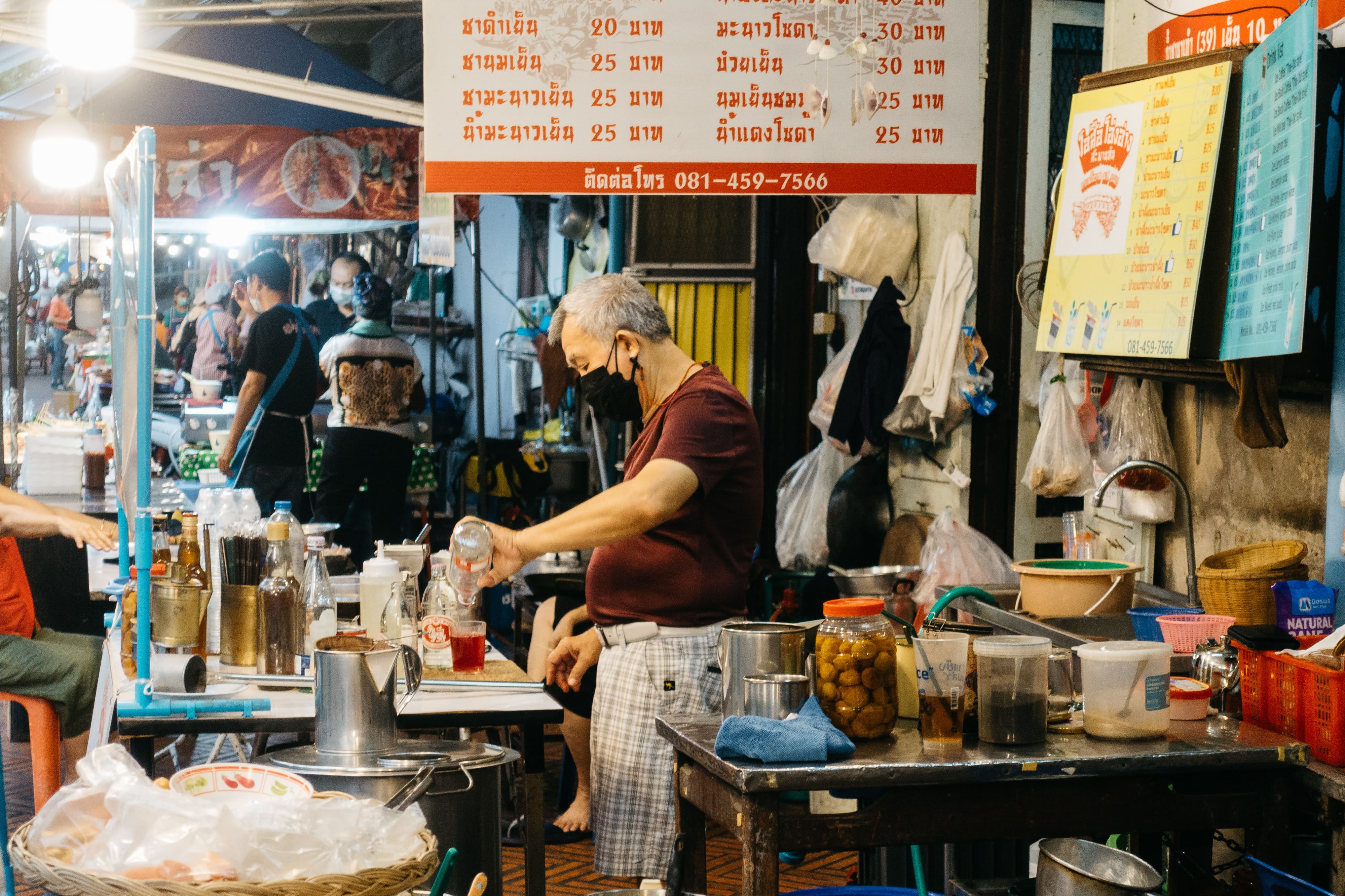 Man in his drinks stand