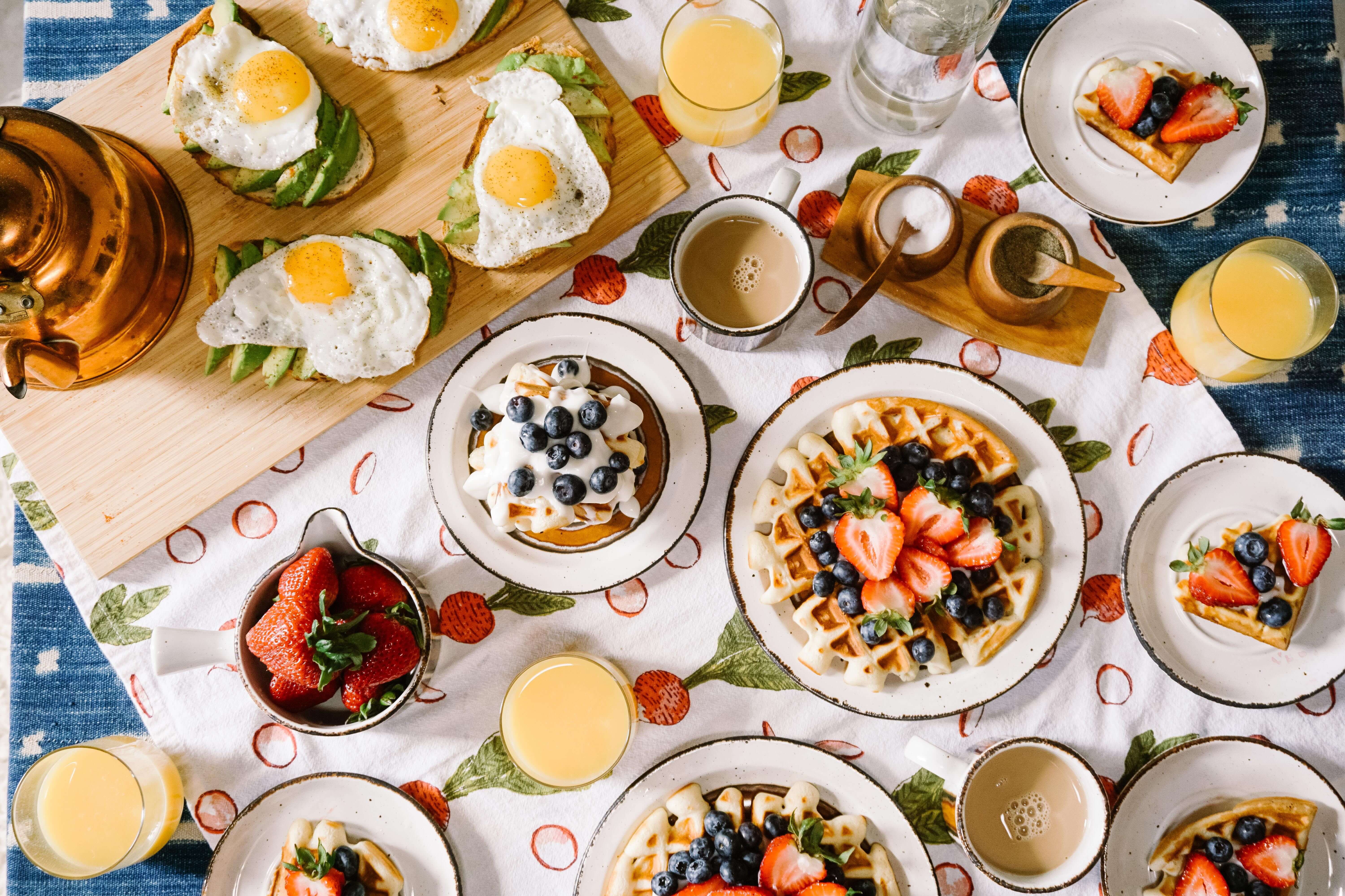 Different types of fruit waffles