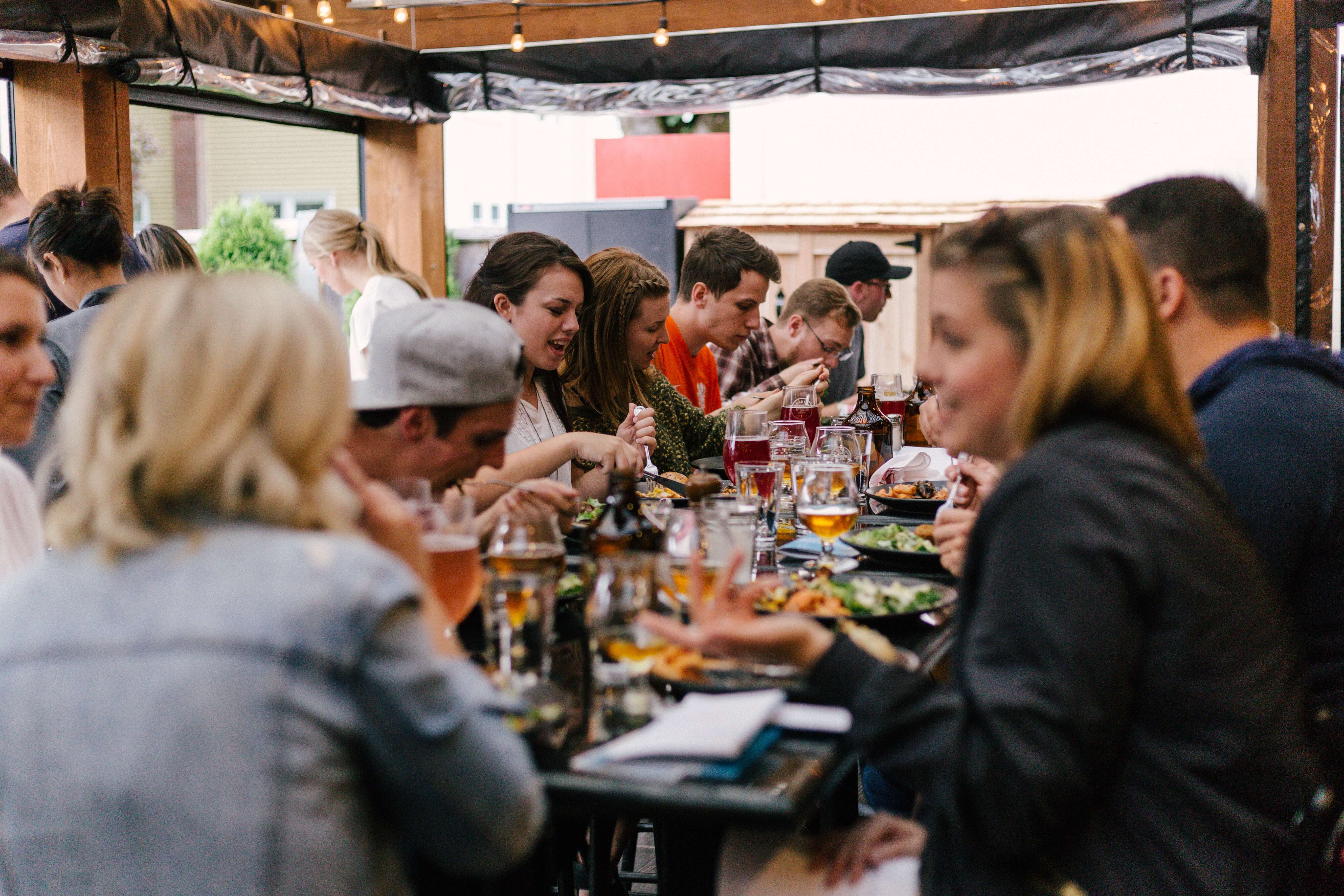 People eating together at a restaurant