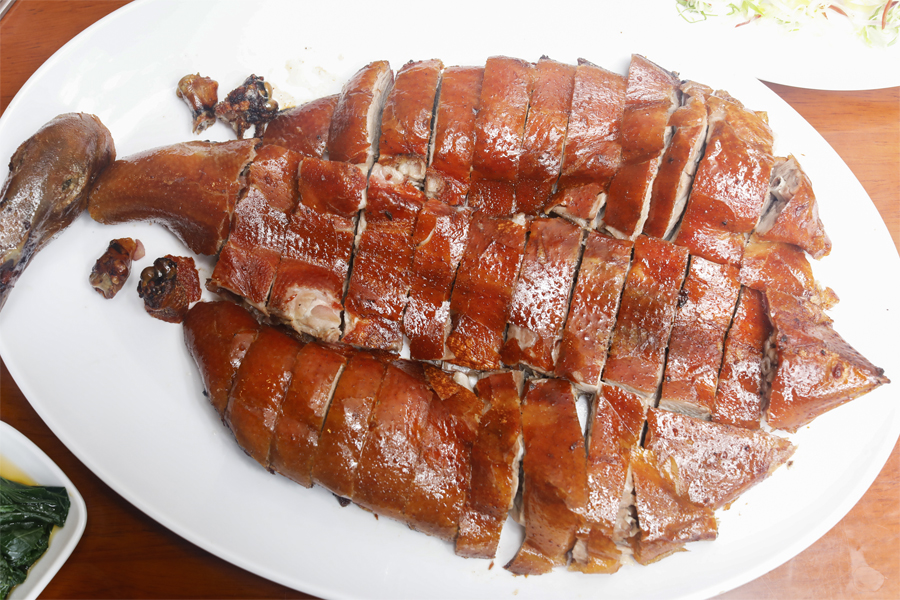 Roasted duck chopped into many pieces