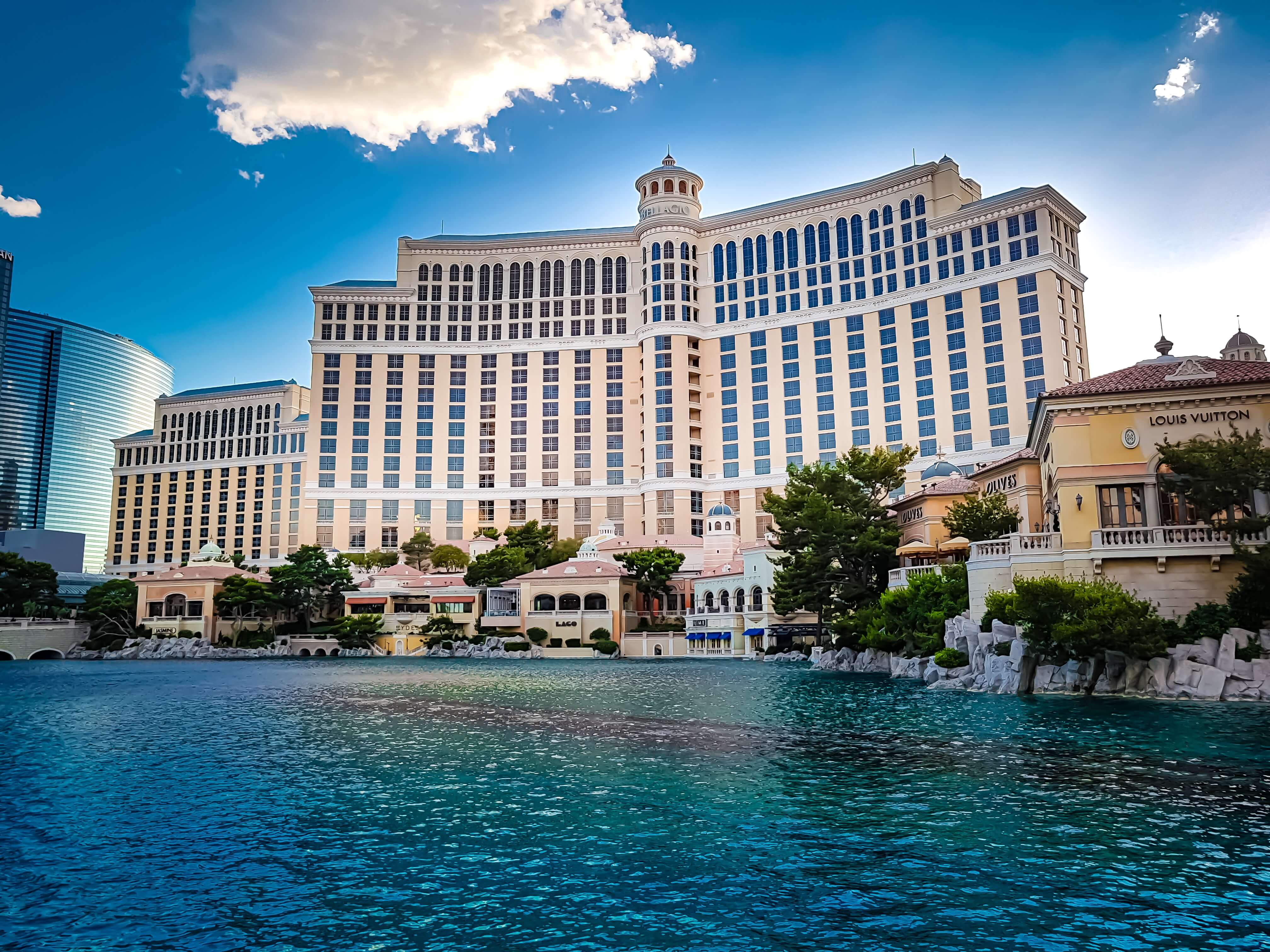 Beautiful water body in front of a grand looking
                hotel